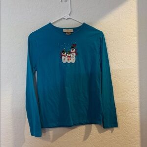 MCE Blue Long Sleeve Tee with Snowman Design